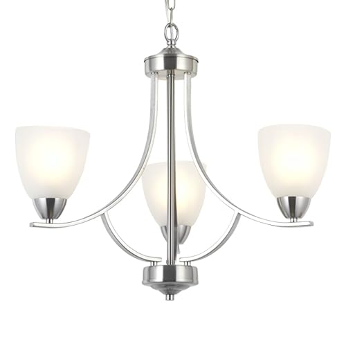 3 Light Contemporary Chandeliers Brushed Nickel Modern Light Fixtures Ceiling