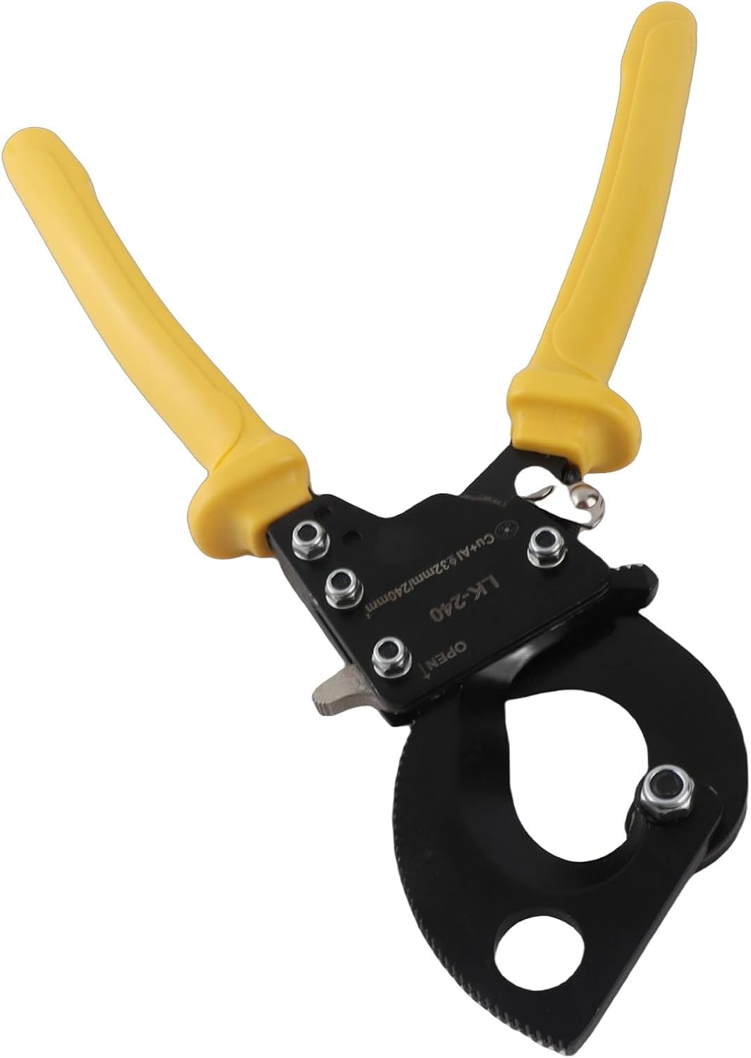Cable Cutter High Carbon Steel Ratchet Scissors Gear PC Plastic Handle Cutting Tool LK 240 Transmission Device Cable CutterRatchet ScissorsRatchet CutterHigh Carbon