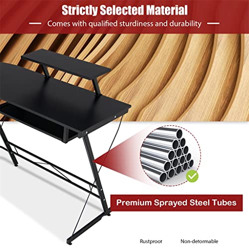 Zsedp L Shaped Computer Desk Home Office Workstation With Removable Monitor Stand #TOP6