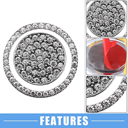 Image of Engine Start Stop Ignition Button Overlay Cover Decal Interior Trim Sticker for Range Rover Velar Evoque Sport Discovery 2013-up Aluminum Alloy Silver Tone
