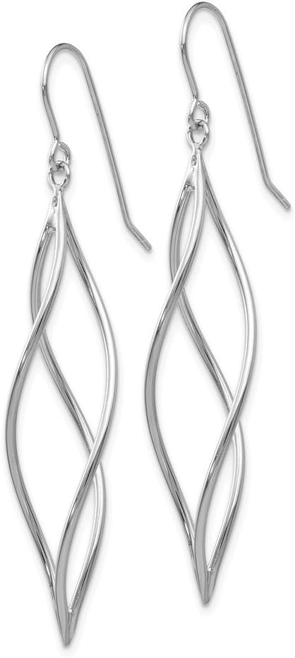 The Black Bow Long Twisted Dangle Earrings in 14k White Gold - Image 2