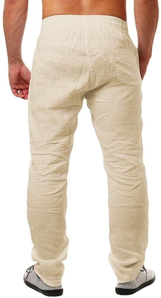 Cegerne Uomini Pantaloni di Lino Lunghi Pantaloni Medievali Leggeri Loose Fit Vacanza al Mare Tutti i Giorni