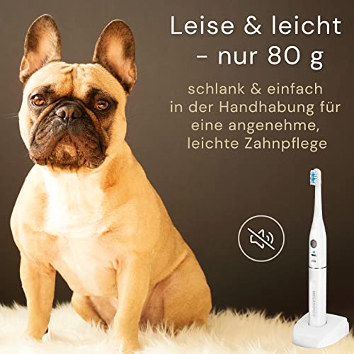 Megasonex M8 Ultraschallzahnbürste auch für Hund und Katze - mit extra Ruhemodus ohne Vibration für kleine & große Hunde oder Katzen - Inkl. 2 Bürstenköpfe
