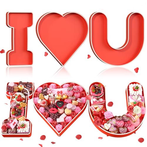 Valentine’s Charcuterie Cardboard Letter I Love U, 13.78" Red Heart