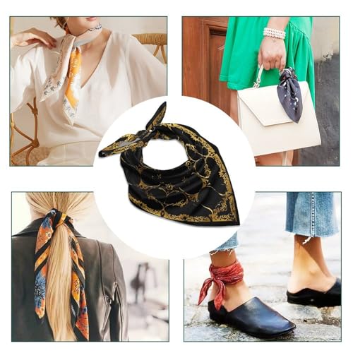 25"x25" Breathable Head Scarf Black And Gold Background Printed Headscarf Lightweight Square Scarf Women Scarves Bandanas Neckerchief4