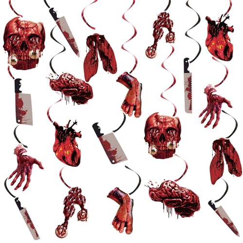 Halloween Party Decorations Creepy Hanging Swirl with Fake Knives Red