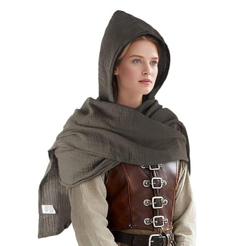Women Men Fashion Shawl Scarf Cape | Multifunctional Hooded Cowl | Medieval Linen Cotton Cowl Hood |Vintage Goth Costume