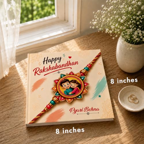 Image of Personalized Rakhi Theme Photo Album (8x8 Inches) - 24 Pages - Hard Cover Customized Photobook - Rakshabandhan Gift for your Brother and Sister