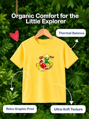 Image of Kidbea Bamboo Unisex Kids T-Shirt Ultra-Soft Premium Half Sleeve Graphic Tee for Boys & Girls, Casual Summer Wear for Toddlers & Kids