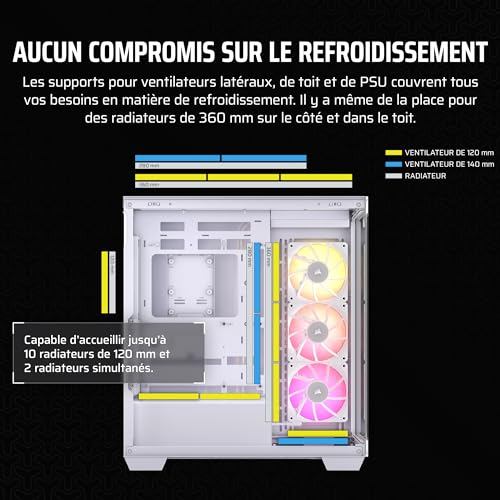 Boîtier PC ATX CORSAIR 3500X RGB Blanc à double chambre