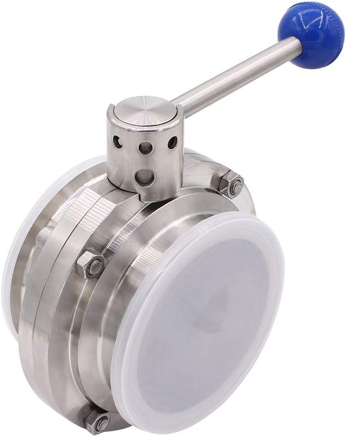 6"(6inch) FLOW SOLUTIONS Sanitary Butterfly Valve,3 position Pull Handle Silicone Seal,Tri clamp butterfly valve Stainless Steel 304 with 2 pcs silicone gasket