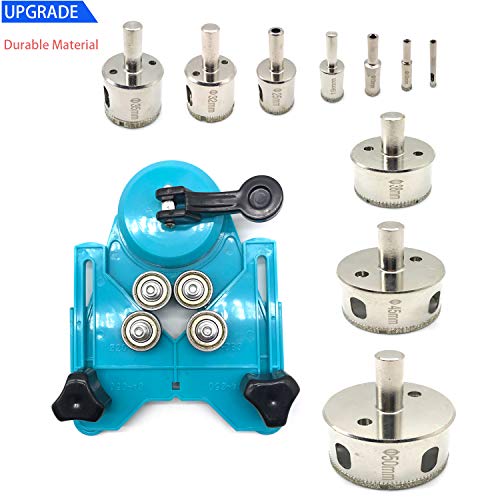 Hole Saw Set, 10Pcs Diamond Drill Bit Set with Hole Saw Guide Jig