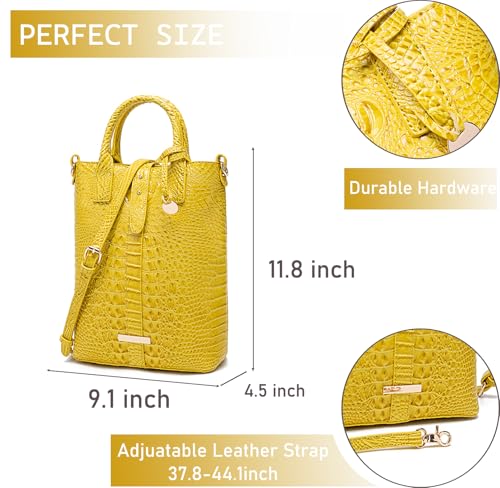 Cartera tote para mujer de cuero vegano con diseño cocodrilo miniatura 5