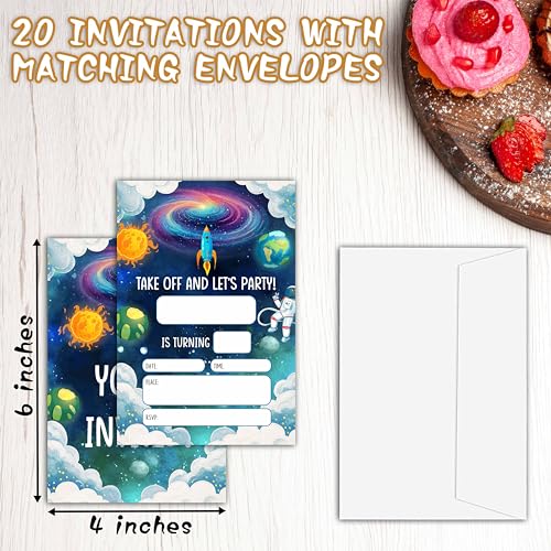 Invitaciones de cumpleaños del espacio exterior para fiestas infantiles con astronautas 2