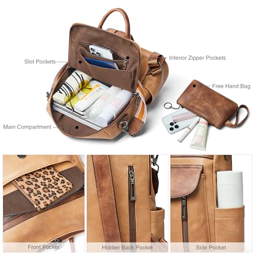 Image of Shrrie Backpack Purse for Women Fashion Leather Backpack Purse Designer Travel Backpack Convertible Shoulder Bag with Wristlet