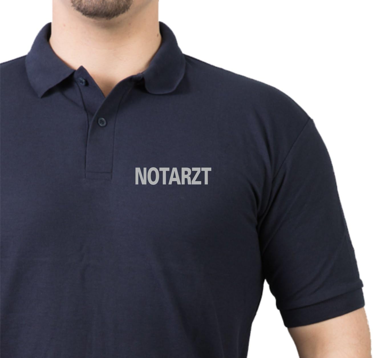 Poloshirt Navy, Notarzt in Silber