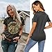 Outdoor Adventure Outfit Sunrise Camping Tops Athletic Tees Road Trip Desert Highway Loose Fit Graphic Tee Sunset Cowgirl Tops, Grey M