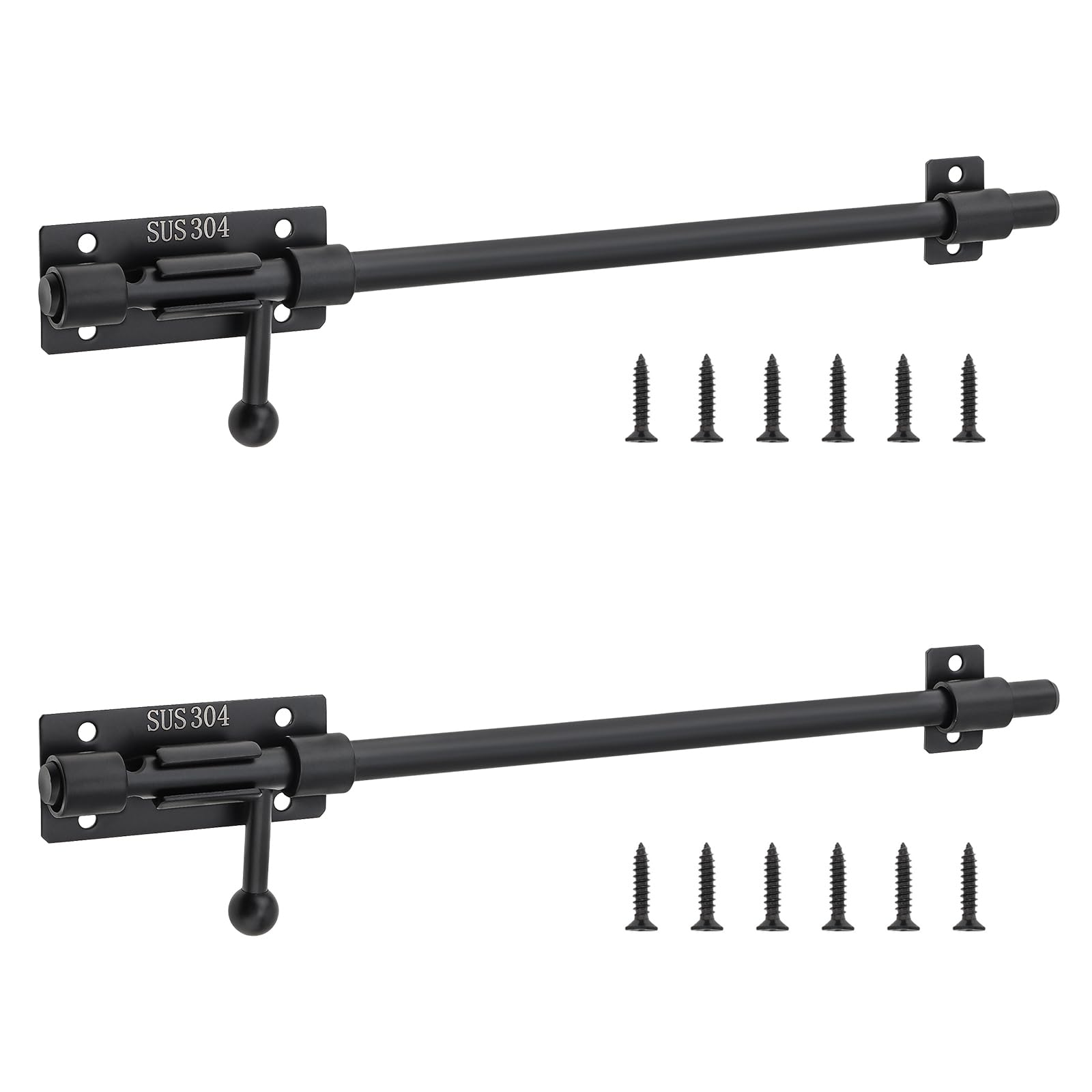 Verrou de porte en acier inoxydable 304 loquet de sécurité renforcé noir de 30 cm
