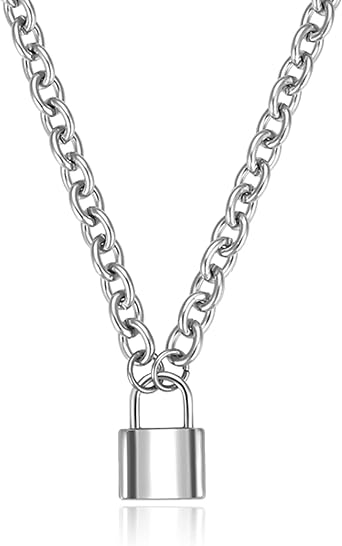 Silver Lock Chain Padlock Necklace 