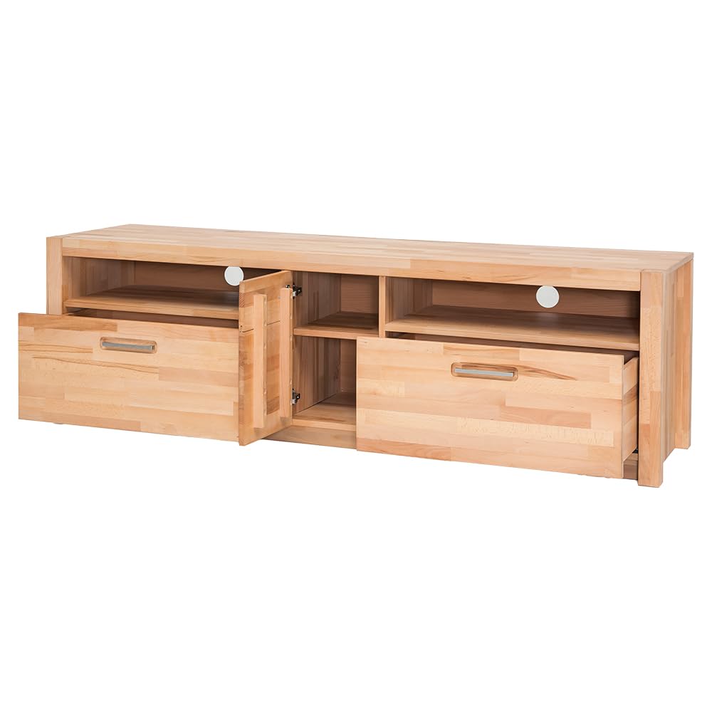 Lomadox Wohnzimmer Lowboard Fernsehschrank 185 cm, Kernbuche massiv geölt keilgezinkt, Echtholz/Massivholz