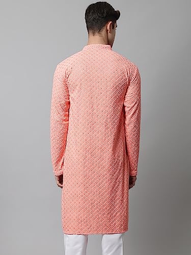 Image of Jompers Men's Regular Fit Cotton Chikankari Embroidered and Sequence Kurtas