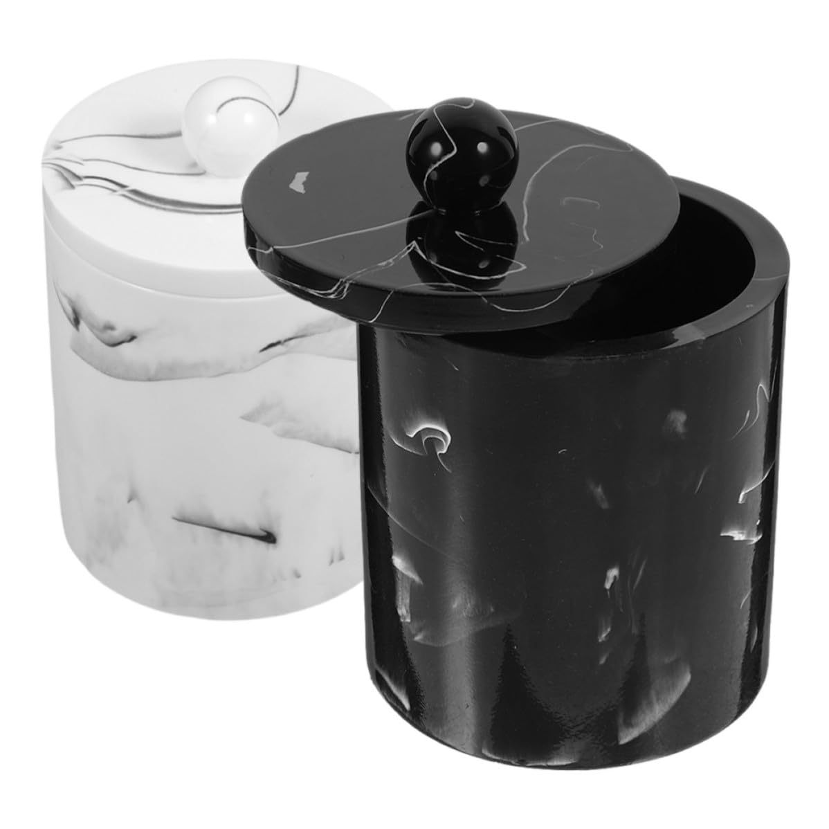 Yardwe 2 Piezas Palillero de Resina con Diseño de Mármol y Tapa | Uso Portátil Almacenamiento, Estilo Europeo Sencillo, Caja para Hisopos de Algodón