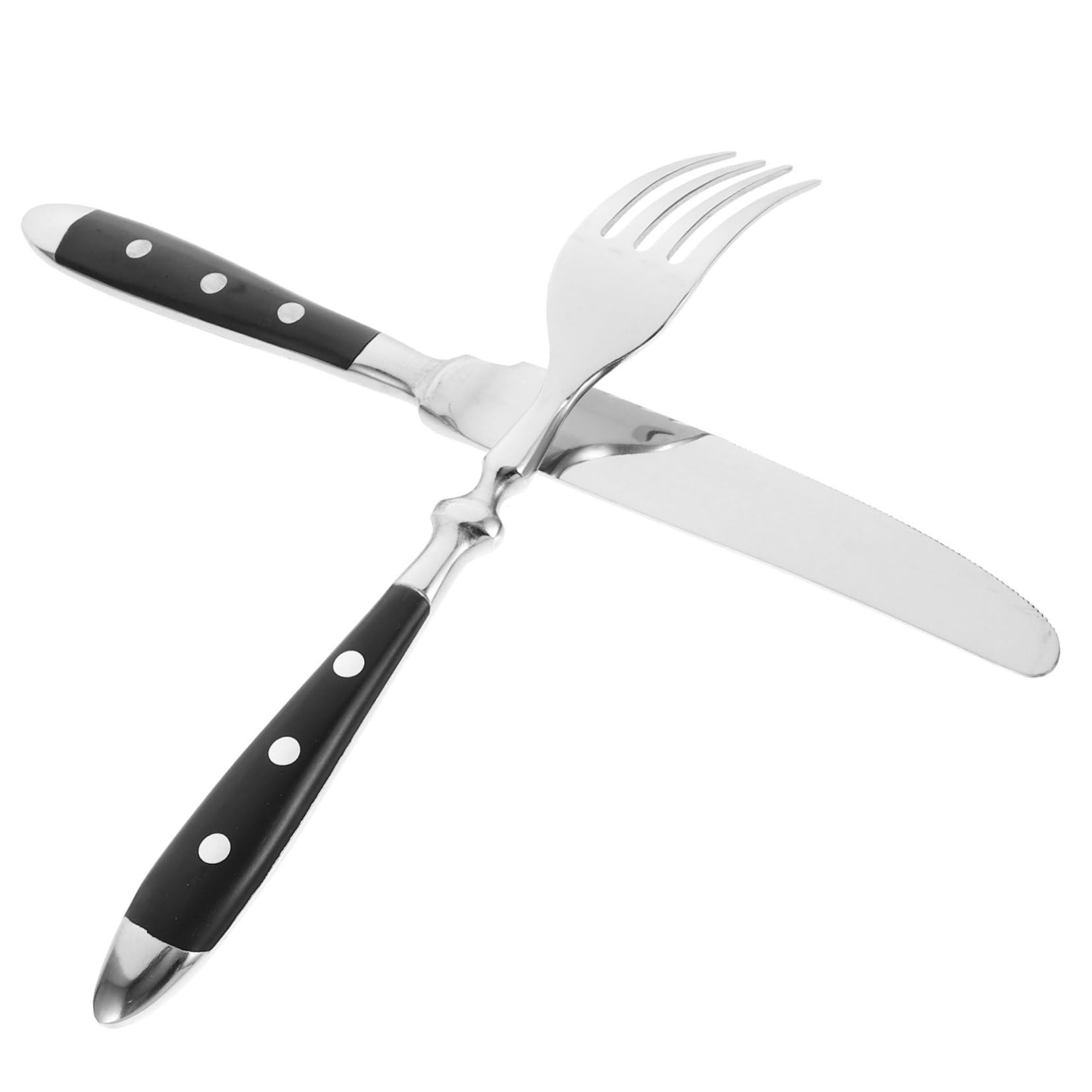 PRETYZOOM 1 Set Portable Stainless Steel Steak Cutlery Ergonomic Dinnerware with Fork and Knife Elegant Wear Resistant Tableware for Dining and Bakery Use