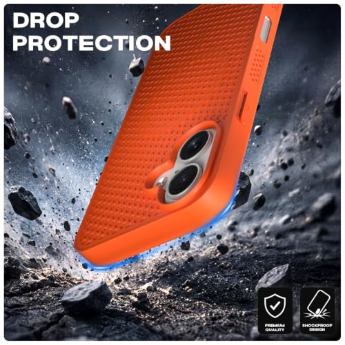 Image of Outlouders Back Cover for iPhone 16 | Honeycomb Cooling Design | Silicone Heat Dissipation | Mag-Safe Compatible | Shockproof Camera Protection Bumper Case (Orange Mag-Safe)