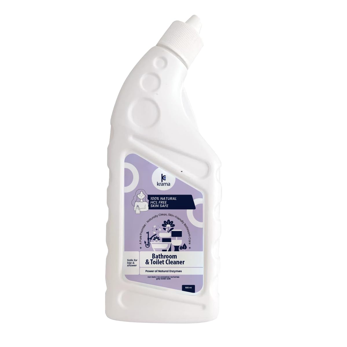 Krama Natural Bathroom & Toilet Cleaner Liquid 500Ml | Skin Safe, Non Toxic,HCL & Chemical Free Liquid | Safe For Tap & Shower | Powered By Natural Enzymes With Gleaming Fragrance Pack Of 500ml (B0D2QVQ91F) Amazon Price History, Amazon Price Tracker