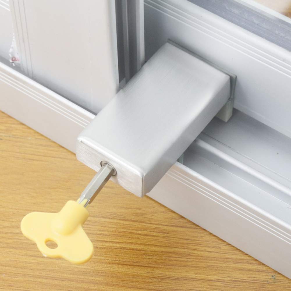 (100pcs) Door Window Lock Stopper Adjustable Thick Sliding Safety Anti theft Children Security LockChild Plastic Steel Aluminium Free Rails Limit Window Door Anti Slip (1PCS)