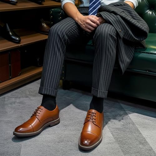 Image of Jousen Men's Dress Shoes Cap Toe Formal Oxfords for Men Business Lace Up Casual Comfortable Shoes