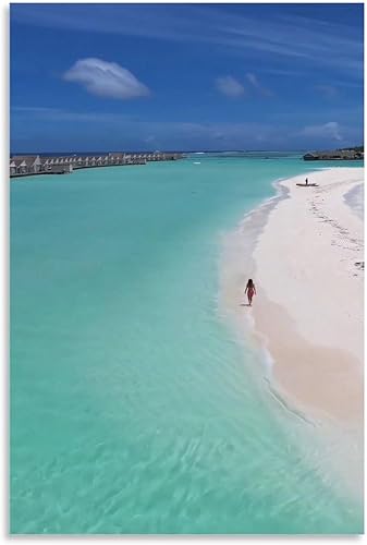 SJRENDKJ Nube de agua, cielo, fluido, formas geográficas costeras y oceánicas, playa, aqua, horizonte, ocio, lienzo para pared, decoración de