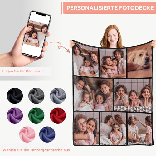 Bemaystar Personalisierte Geschenke - Personalisierte Decke, Decke mit Foto, Fotodecke mit Eigenem Foto, Geschenke für Mama Papa Kind Freunde Haustier Familie,Geschenke zum Muttertag Vatertag