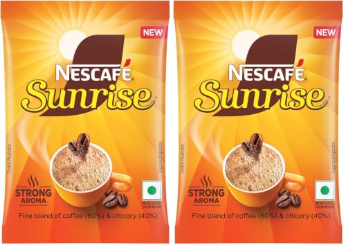 Image of Sunrise Instant Coffee Powder by Nescafe | Rich Aroma for the perfect start to your day | Coffee Chicory-Mix | 45g /50g Pouch (Pack of 2)