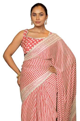 Image of MIRCHI FASHION Women Saree Leheriya Print Chiffon | Lightweight Traditional Sari for Farewell and Wedding Ceremonies with Unstitched Blouse Piece