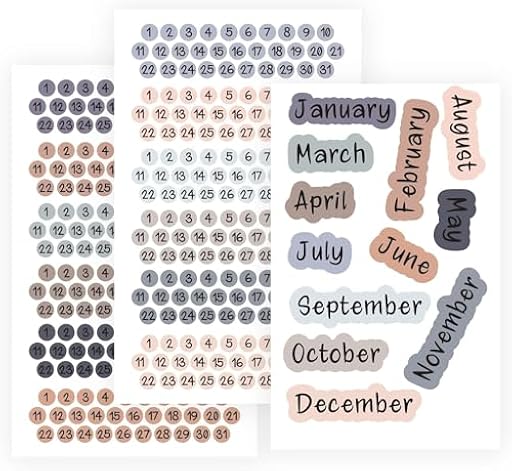 Pegatinas redondas con fecha de 12 meses, planificador mensual con números, pegatinas decorativas para agenda y planificación | Ya disponible en tu tienda friki favorita! En mundofriki.es!