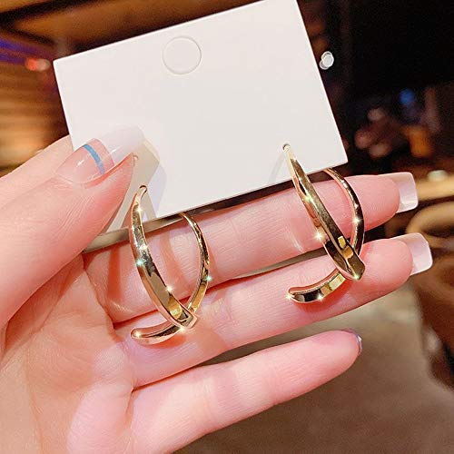JiangM Einfache Gebogene Ohrringe für Frauen Mädchen Draht Baumeln Reifen Gebogene Ohrstecker Kreis Reifen Cover