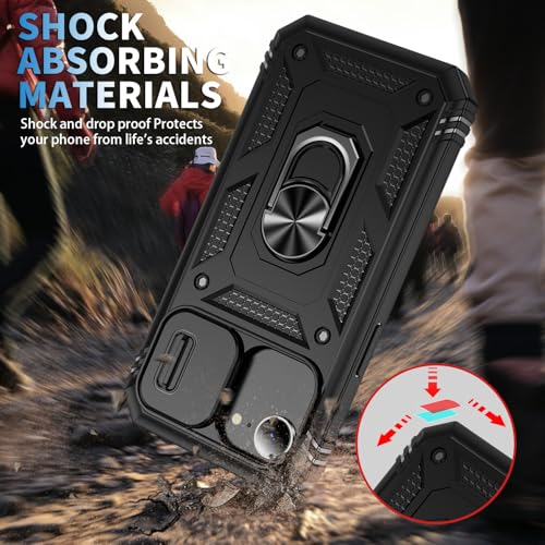 Coque iPhone 16e robuste antichoc noire avec système premium de cache objectif 6,1" - 3