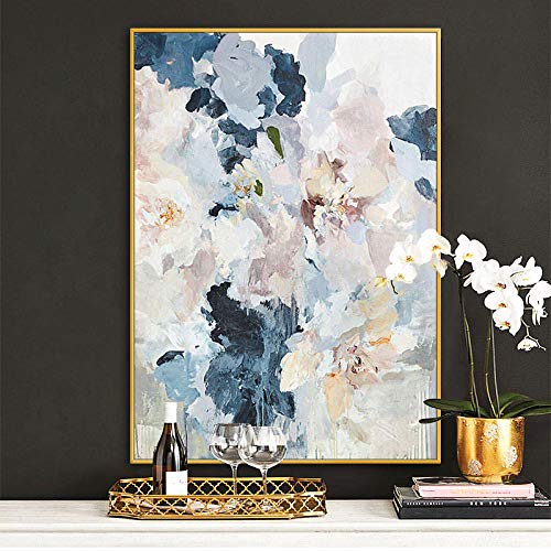 Art mural fleur abstraite peinture à l’huile nature morte moderne rose