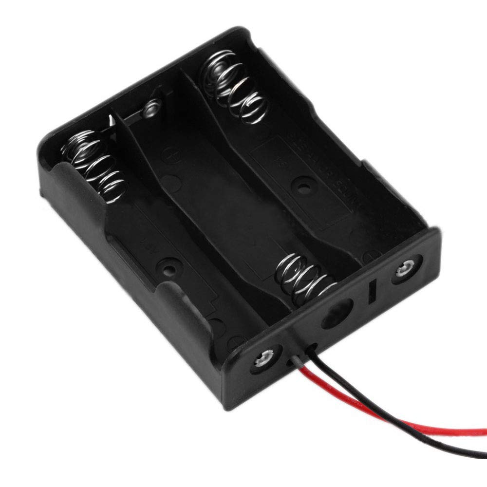 4-częściowy czarny plastik 3 x 1,5 V (4,5 V) uchwyt baterii AA pudełko do przechowywania baterii pudełko z przewodem