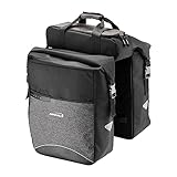 Ibera (イベラ) バイクバッグ MIK Panniers 52.7L Ebikes用 - 自転車用クリップ式自転車バッグ 内蔵バッテリーホルダー&レインカバー付き - 防水バイクラックバッグ 反射トリム付き - マイクラック専用