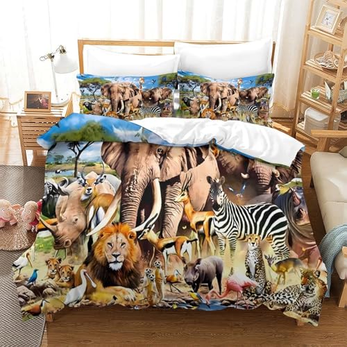 Housse de couette motif hexagonal bleu 220x240 king en microfibre 3D - 3