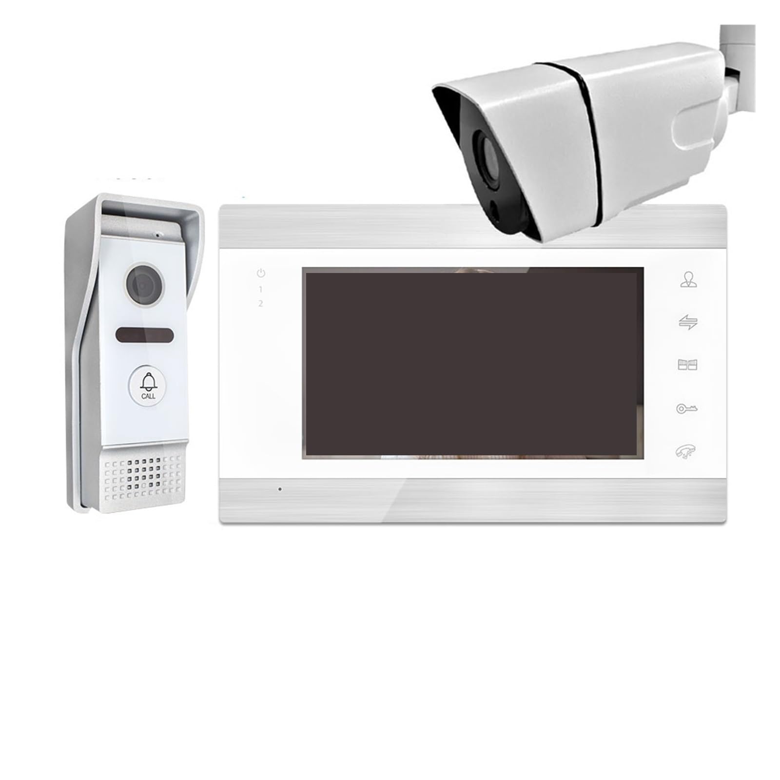 Kit D'interphone Vidéo Domestique 1080p Filaire Sonnette Caméra WiFi avec Écran 7 "Moniteur Vidéo Porte Téléphone for Appartement Étanche(Size:W-86706-203-Add 32G TF Card-C)