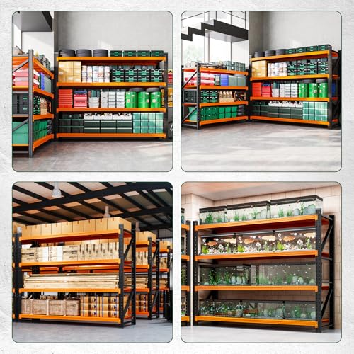 Image of Letaya 6000LBS Heavy Duty Storage Shelves,79 inch H Metal Garage Shelving Units,4 Tier Large Tall Industrial Shelving,Adjustable Utility Rack Shelf for Warehouse,Basement (Orange, 79 inch W x 24 inch D x 79 inch H)