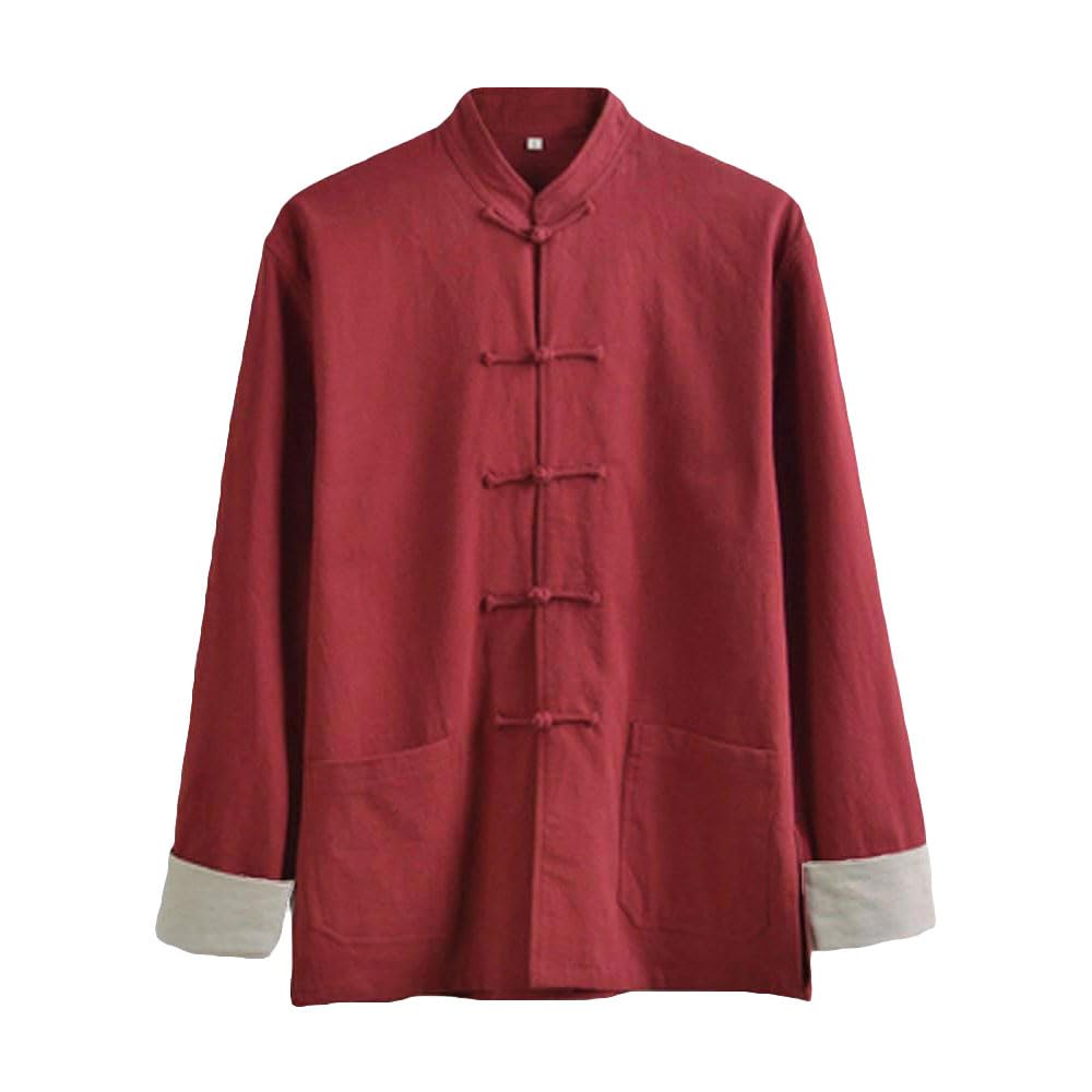 G-Like Men's Red Kung Fu Uniform Clothing - Chinese Traditional Qi Gong Martial Arts Wing Chun Shaolin Tai Chi Taekwondo Training Cloths Apparel Clothing For Man Wo- Fiberflax (, Xxl)