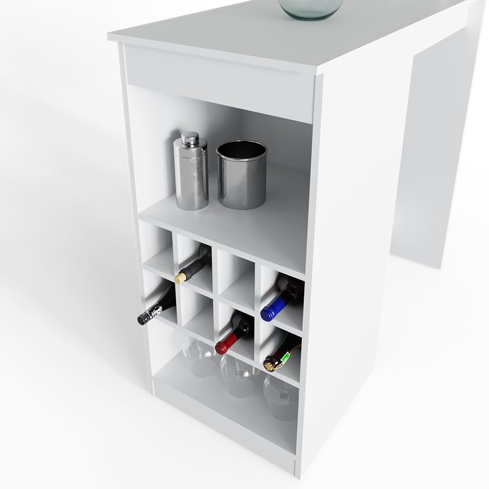 Vicco Tavolo bar alto Ross, Bianco, 115 x 50 cm