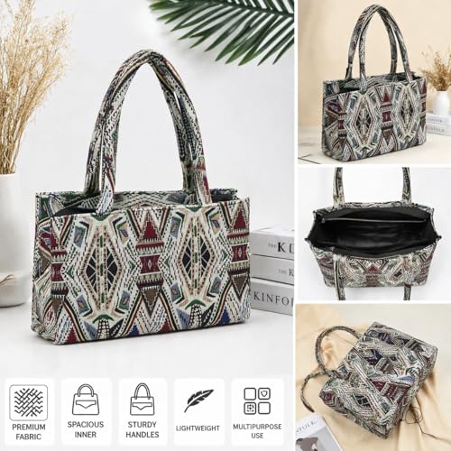 Image of Stylish Buoy Tote Bag for Girls & Women | Sturdy Cotton Blend Jacquard | Double Shoulder Ladies Handbag Purse For Daily & Office,Travel Use | Zip Pocket | Handcrafted