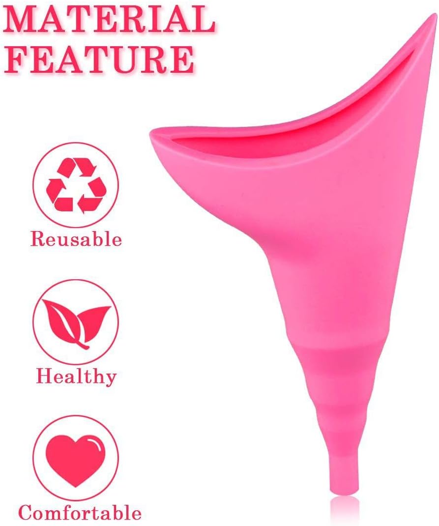 WeTest Portable Female Urination Device with Drawstring Bags -Silicone Funnel Urine Cups for Women Standing Up to Pee, Pink : Health & Household