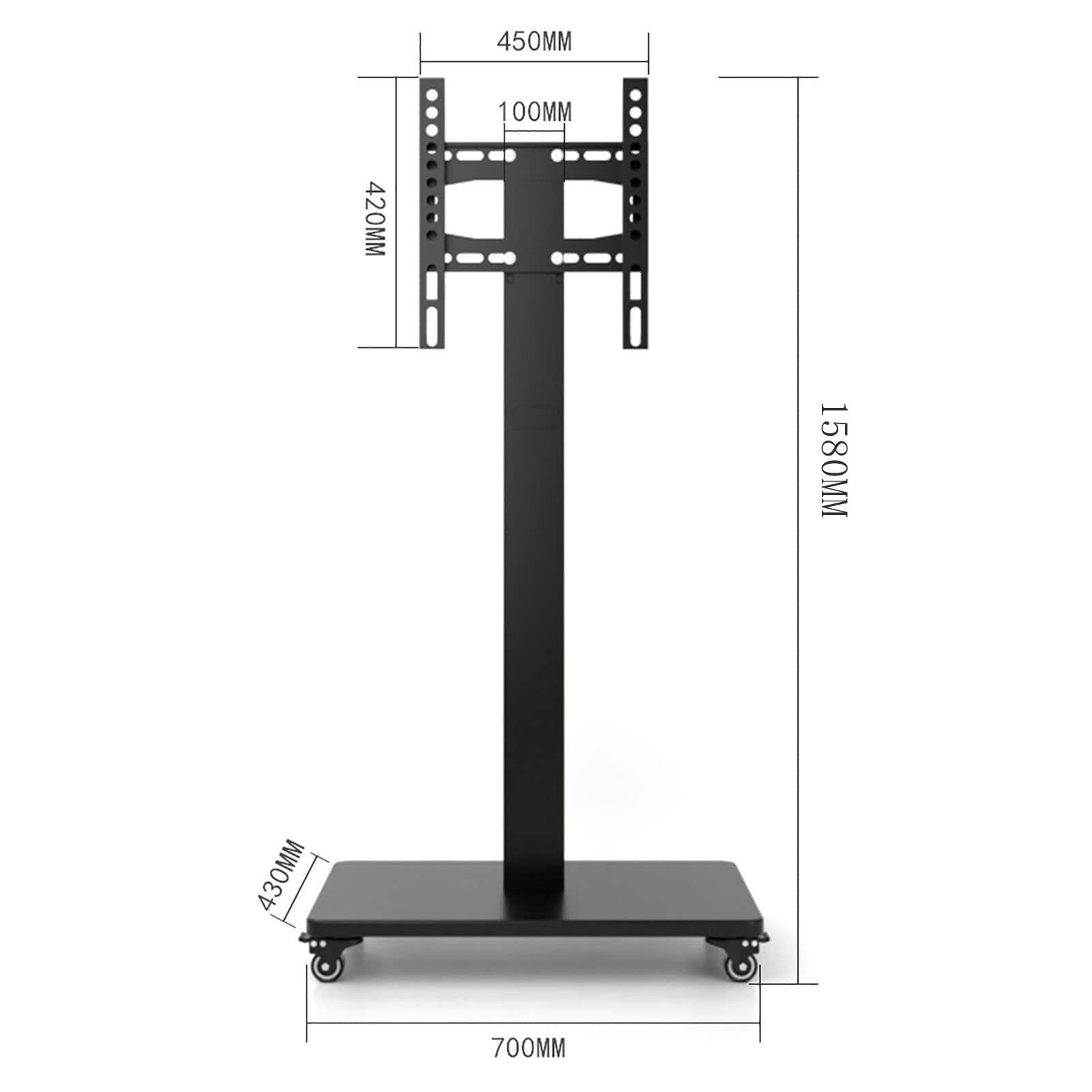 Supporto TV mobile - Supporto TV da pavimento portatile - Carrello TV mobile su ruote per schermi piatti LED da 32-65 pollici, schermo fisso orizzontale e verticale,