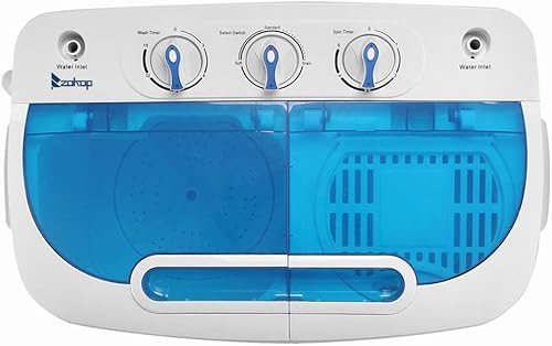 Miniatura 3 de Winado Lavadora portátil de 15 libras, combo compacto de mini lavadora y secadora, drenaje por gravedad integrado, pequeña lavadora de bañera doble